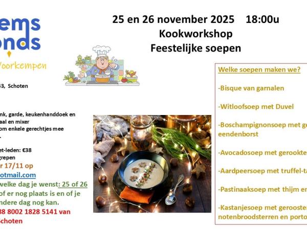 Kookworkshop feestelijke soepen © Willemsfonds Schoten
