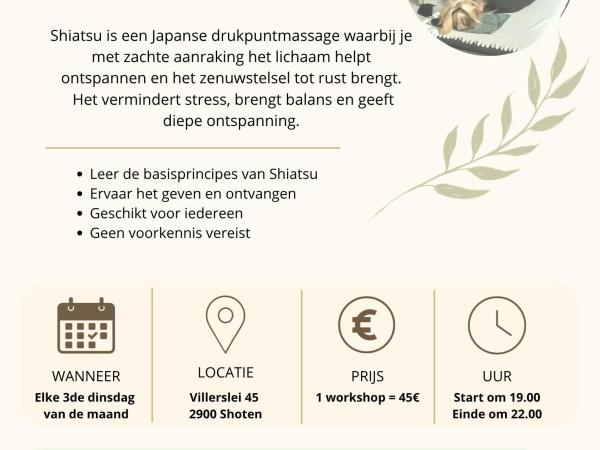Workshops Shiatsu Geen voorkennis vereist © Shiatsu Tom