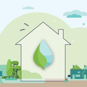 Tekening huis met logo GroenBlauwPeil